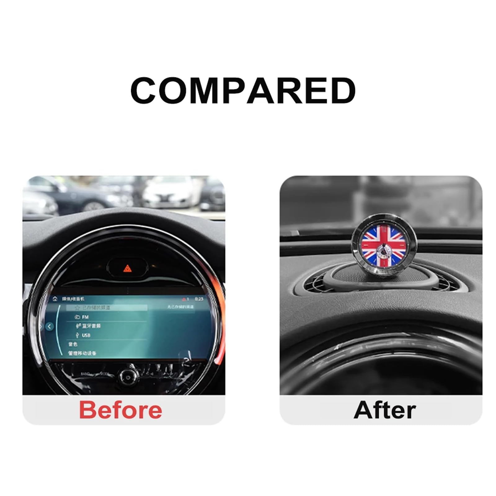 Union Jack Reloj de Estilo de Coche para MINI Cooper SD One JCW R50 R53 F54 F55 F56 F60 Clubman Countryman Accesorios de Adorno automático Gris Union Jack
