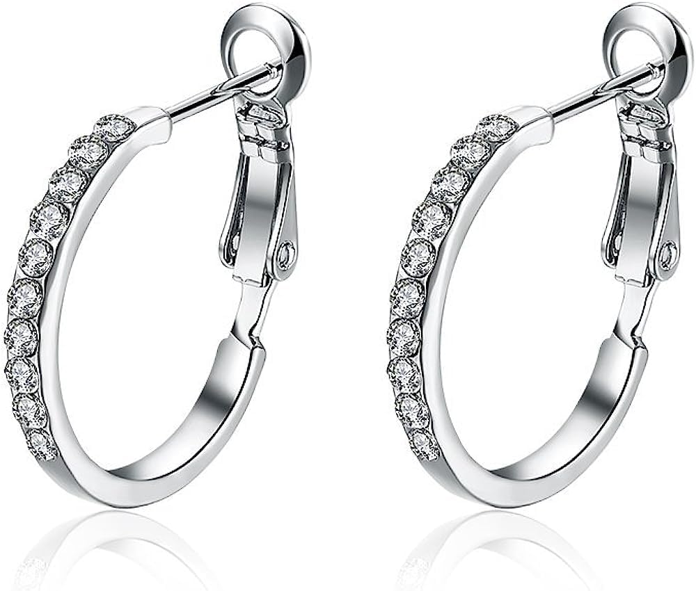 18K Gold Plated Hoop Earrings Covered with Jewels Made with Austrian CZ Stone