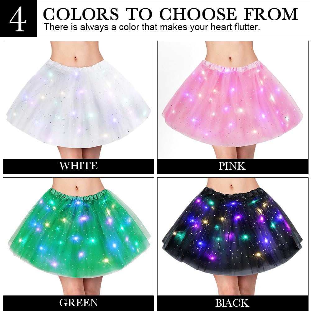 URAQT Gonna Tulle LED per Bambina, Gonna a tutù in Tulle Luminoso, Gonna tutù Ragazze in Tulle con 3 modalità di Illuminazione, per Feste Carnevale Halloween Spettacolo Danza Fotografia