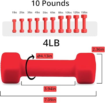 10 Color Options Compatible with Portzon 2-Piece Neoprene Dumbbell Set, 1-15 Lb, Anti-Slip, Non-Rolling, Hexagonal Shape