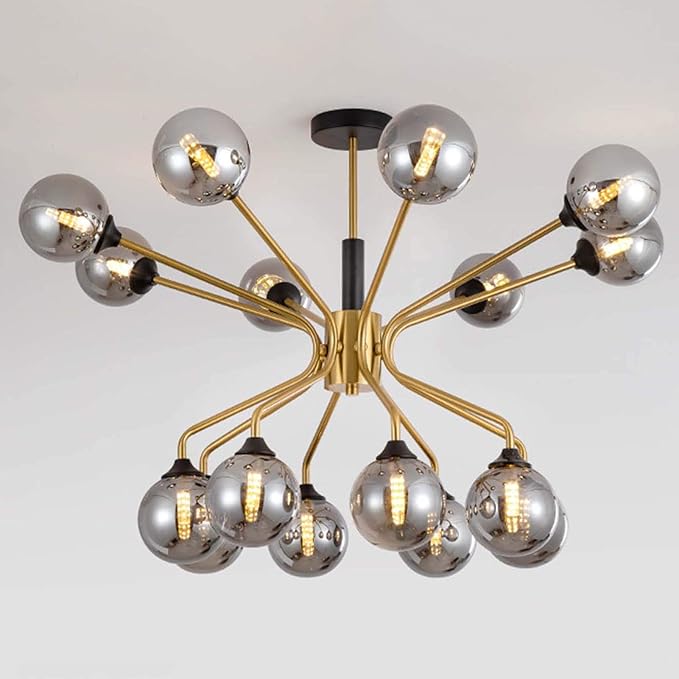NSXBY Armatuur Montage Voor Woonkamer Slaapkamer Kamer Hal Restaurant Bar, Sputnik Kroonluchter Lamp, G9 E27 Nordic Plafond Licht-Goud En Roet Lampenkap 16