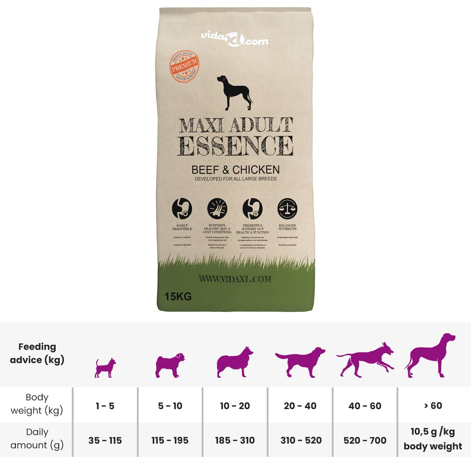 Mangloder Comedero para perros con cuenco de acero inoxidable, comedero automático y 15 kg de comida para perros, color plateado y negro, antideslizante, para interior y exterior, a prueba de fugas