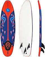Giantex 6ft Foam Surfboard for Beginners - Durable Kids Youth Surf Board with Removable Fins, 72x20x3 Inch Longboard