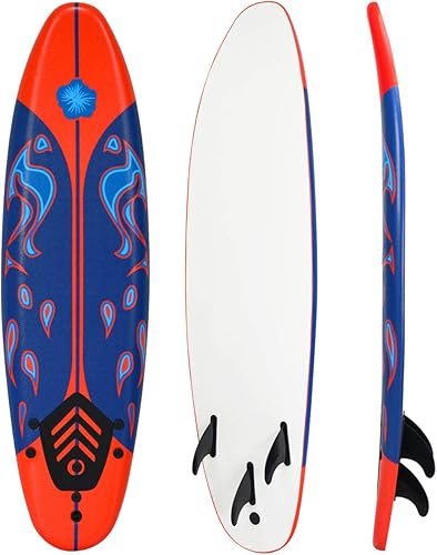 Giantex 6pies Tabla de surf tablas de surf de Foamy Surf Playa Océano color Rojo