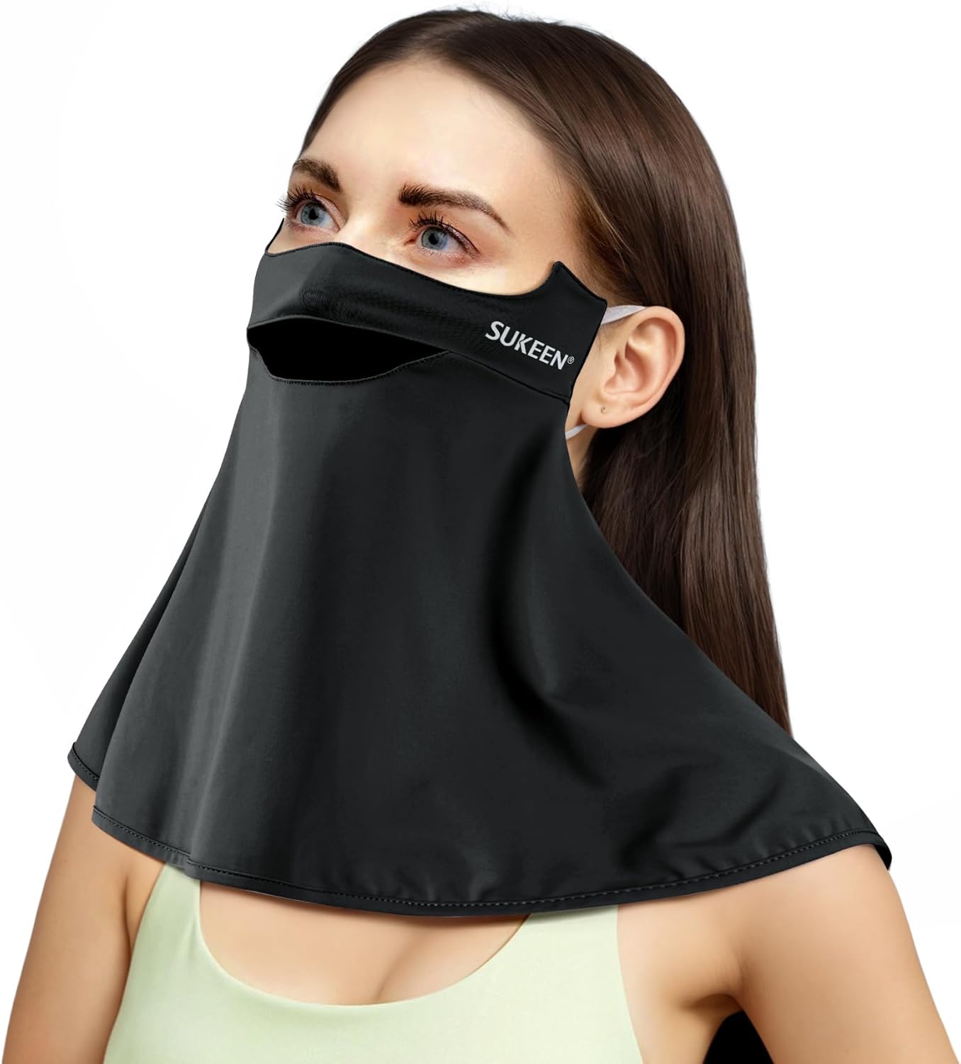Sukeen UPF 50+ Cooling Face Cover Unisex, Neck Gaiter Scarf Breathable Earloopr Face Mask for Outdoor Biking Climbing Fishing Black - Image 10