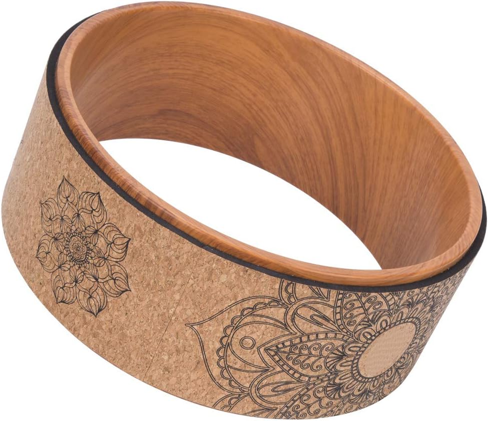 Yoga Training Wheel Yoga Fitness Circle Resilient Non Slip Tear Resistant High Compression Resistance for Gym Workout (Wood grain inner ring)