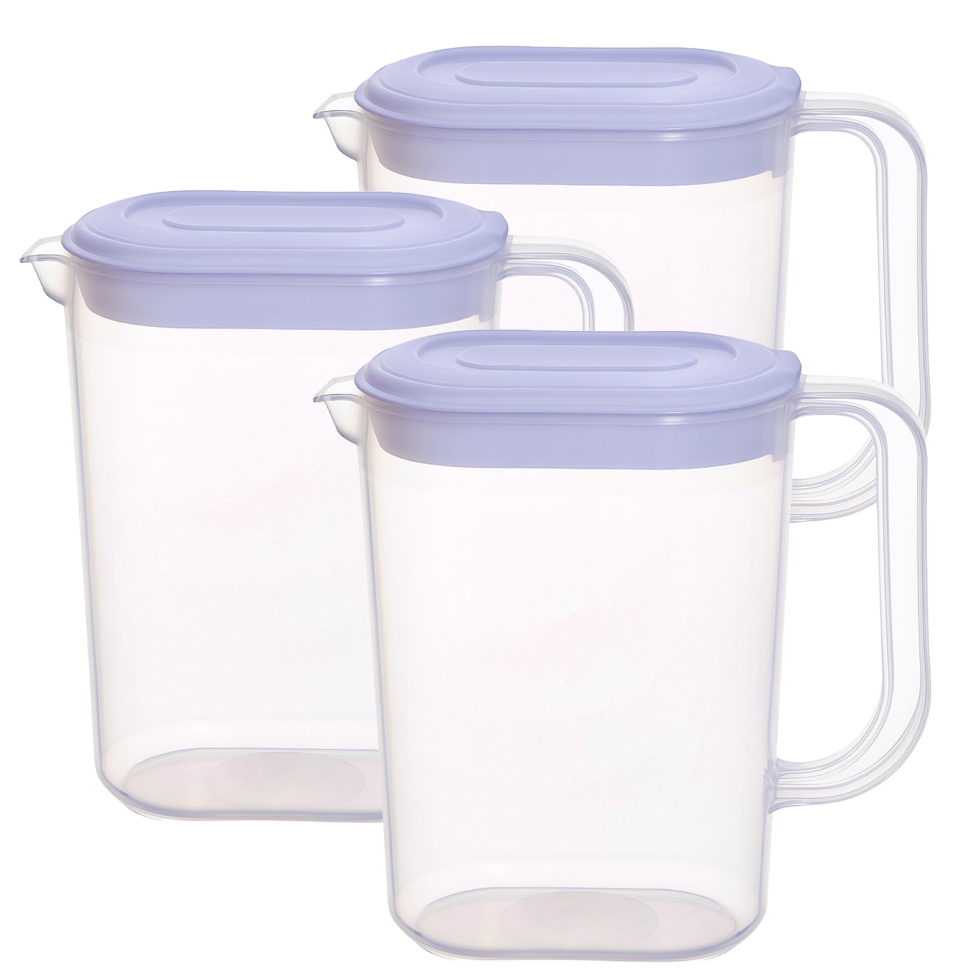 1.5L Fridge Door Jug with Handle - Transperent Plastic Pitcher Container with Lid & Pouring Spout - Slim Design for Storage - Reusable Liquid Jug for Serving Milk, Drinks, Juices and More. (3)