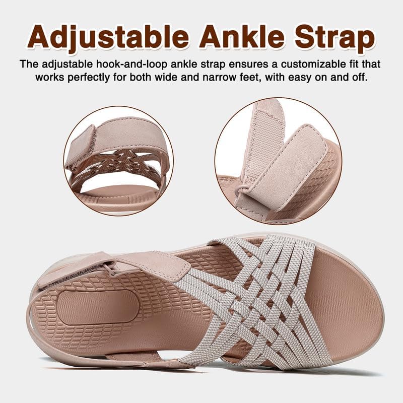 Women's Sandals Women Footwear Ladies Summer Platform Sandals with Arch Support Comfortable Walking Orthopedic Beach shoes Flat Wedge for Dressy Vacation Travel Office Party Shopping Dating Nursing Water Sports