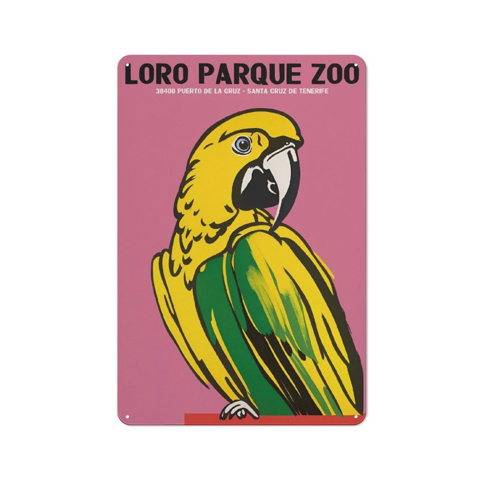 Junmoney Style-21 Tin Wall Plaque 30X20cm With Loro Parque Zoo Poster For Home Office Or Studio, For Garage, Workshop And Man Cave Decoration