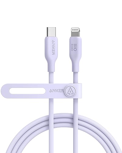 Anker Cable USB-C a Lightning, cable 541 (morado lila, 6 pies), certificado MFi, cable de carga rápida de base biológica para iPhone 14 14pro 14pro