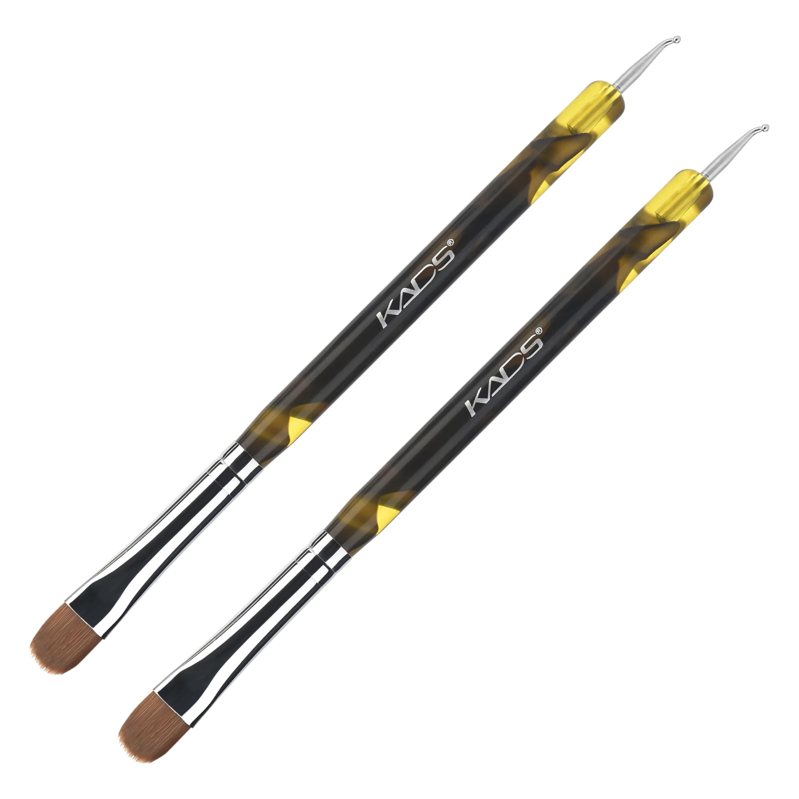 KADS 2 Way French Brush Acrylic Sable Brush 2 Way Acrylic Professional French Manicure Clean-up Brush Nail Art Brush Nail Dotting Pen (#12 2Pcs)