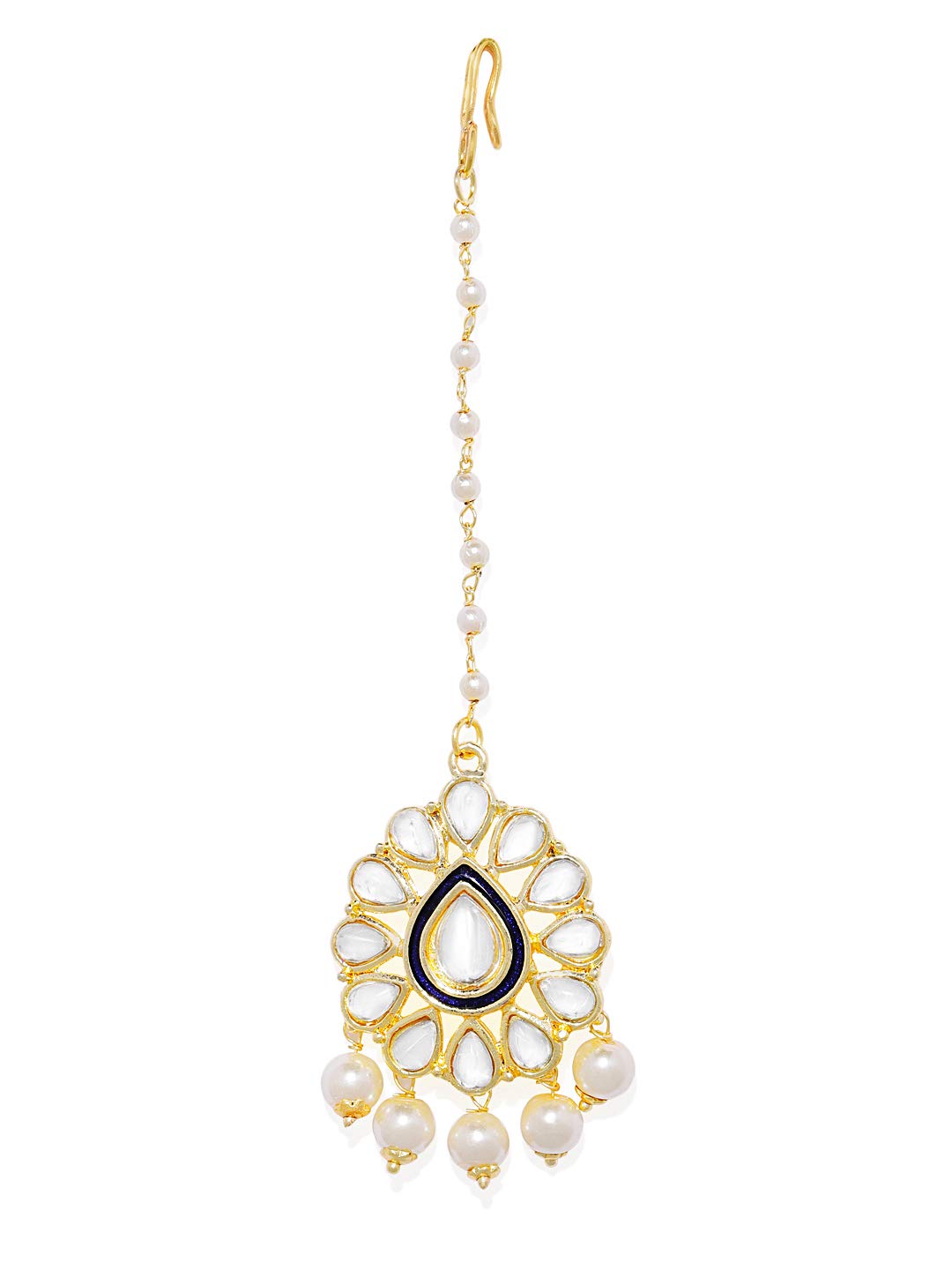 Accessher Gold Toned Tear-Drops kundan Bindiya Style Brass Ethnic Maang Tika for Women and girls pack of 1 (B07VP4LFWC) Amazon Price History, Amazon Price Tracker