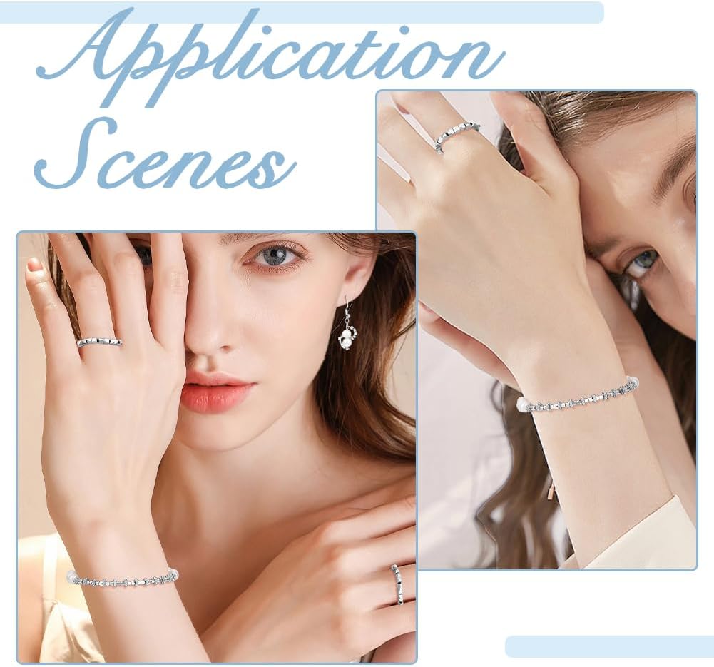 100Pcs 925 Sterling Silver Plated Spacer Beads 2mm Faceted Spacer Beads Metal Cube Loose Beads Tiny Brass Bead for Ring Necklace Earring Bracelets Making - Image 7