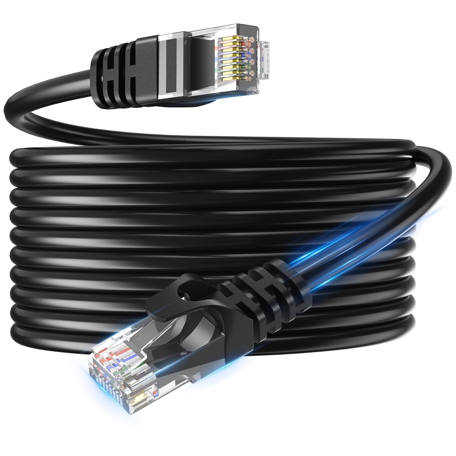 Cable Ethernet Cat6 25 FT, Cobre Desnudo UTP, RJ45, Negro