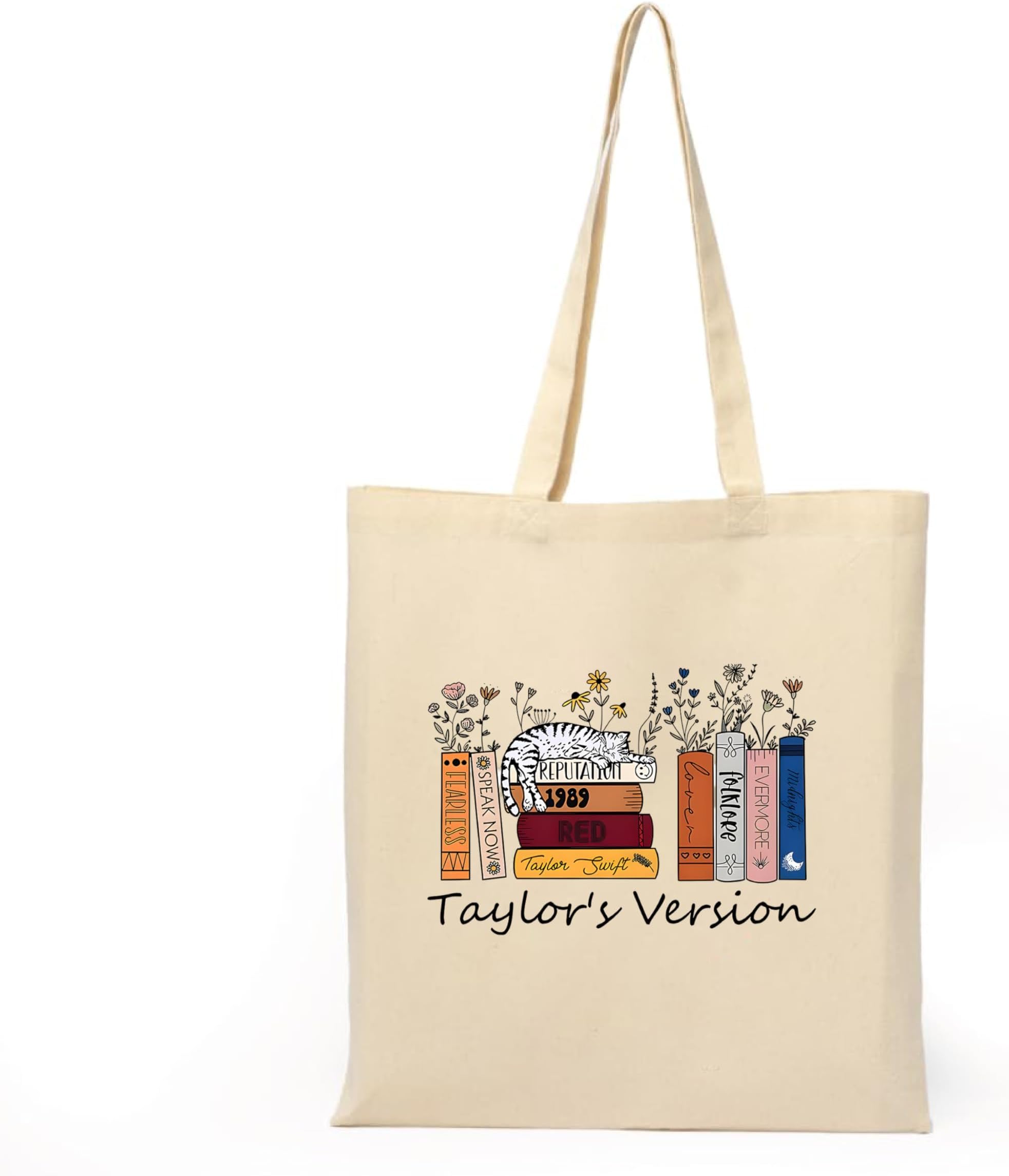 Taylor Swiftz Printed Tote Bag With Zipper for Womens Travel College Girls L x H 15 x 17 Inch