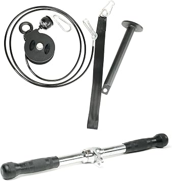 FringeSport LAT and Lift Portable Cable Pulley Training System | 285 lbs Capacity LAT Pulldown Machine with Attachments | Wide and Loose Grip Pulley System Gym at Home | Cable Machine Gym Equipment