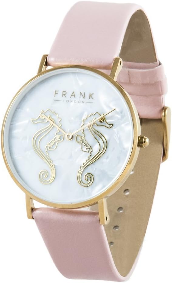 FRANK LONDON Ladies Yellow Gold Analogue Quartz Watch with PU Leather Strap