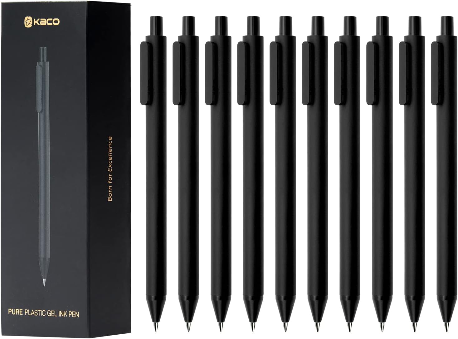 Gel Pens, 0.5 mm Fine Point, Black Ink 10 Count, Quick Dry Smooth Writing, Aesthetic Office Supplies Refillable Retractable