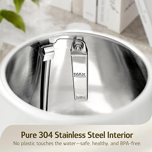 Miniatura 3 de Hazel Quinn Hervidor eléctrico, hervidor de té de 1.7 litros con termómetro, caldera de agua inalámbrica de acero inoxidable, hervidor de agua