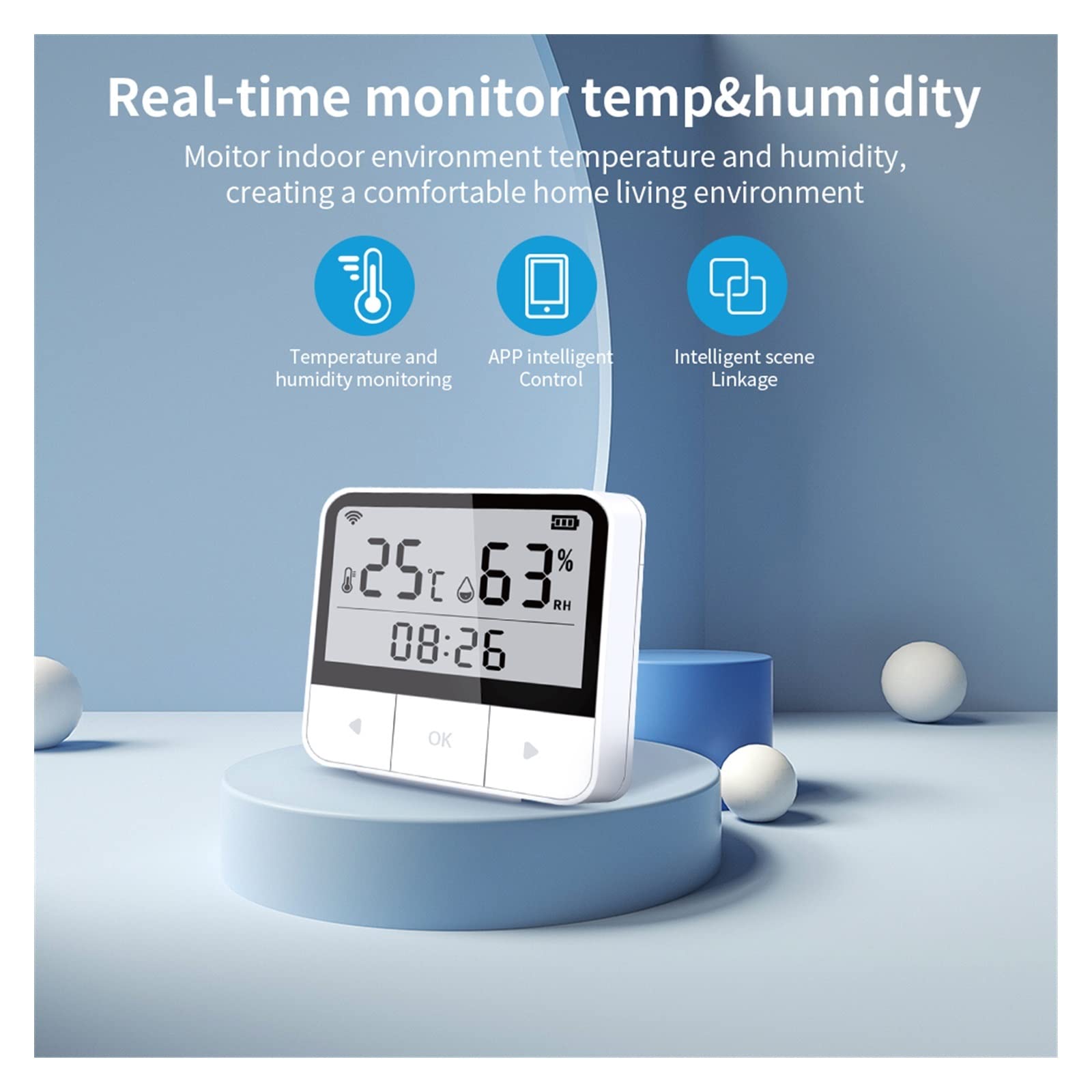 Sin Cuotas Mensuales Termómetro higrómetro interior con Sensor de temperatura y humedad Tuya asistente soporte pantalla LCD