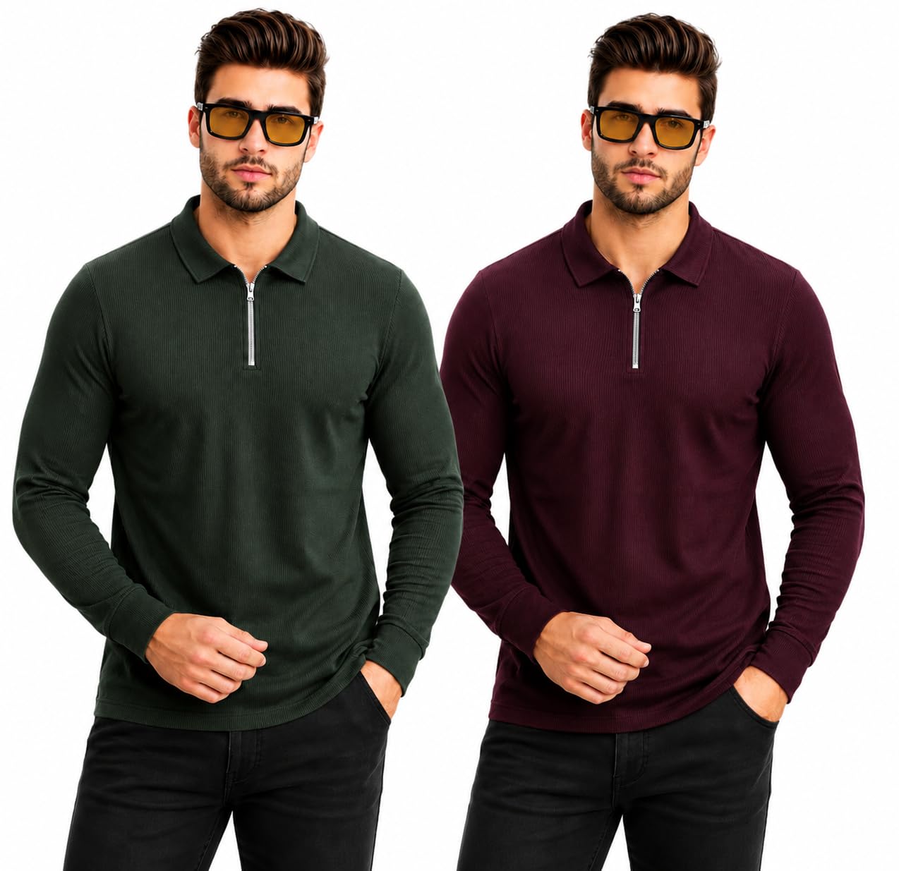 Men’s Cotton Polo T-Shirt Pack of 2 | Multicolour Casual & Trendy T-Shirts | Soft & Comfortable Regular Fit-PO2-1092-image-39
