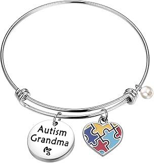 Autism Awareness Jewelry for Family Autism Aunt/Grandma Wire Bangle Autistic Support Proud Autism Aunt Grandma Gift