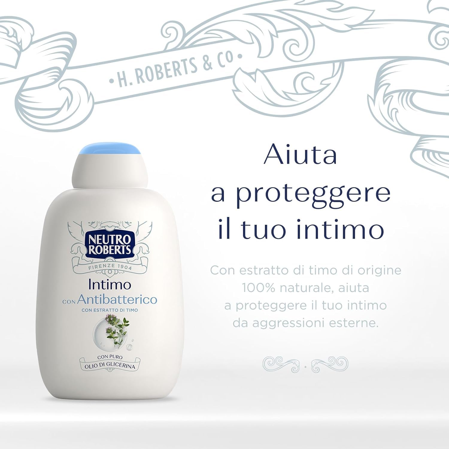 12 X Neutro Roberts Detergente Intimo con Estratto di Timo, detergente intimo con estratto di timo, 100% di origine naturale, 200 ml + portachiavi Beni Culinari