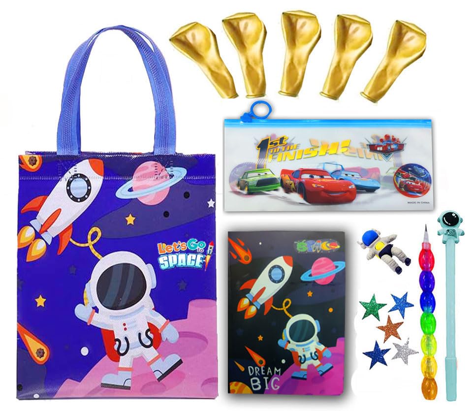 KOBBET Polyester Space Theme Stationery Return Gift Bag For Boys, Party Favor Return Gift Set In Bulk Diary, Bag, Pen, Pencil Pouch Birthday Return Gift (Space, Style 1), Multicolor (B0CGNRSP6X) Amazon Price History, Amazon Price Tracker