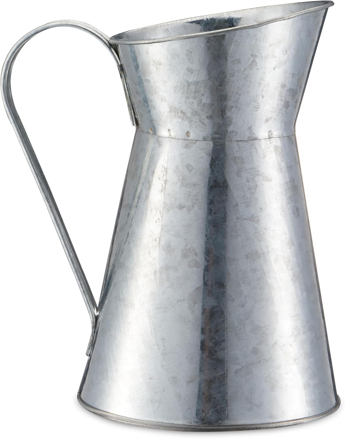 Metal Watering Pitcher, Cream Farmhouse Style Flower Vase, Decorative Milk Jug for Home Decor, 7.87 inch Height (Silver)