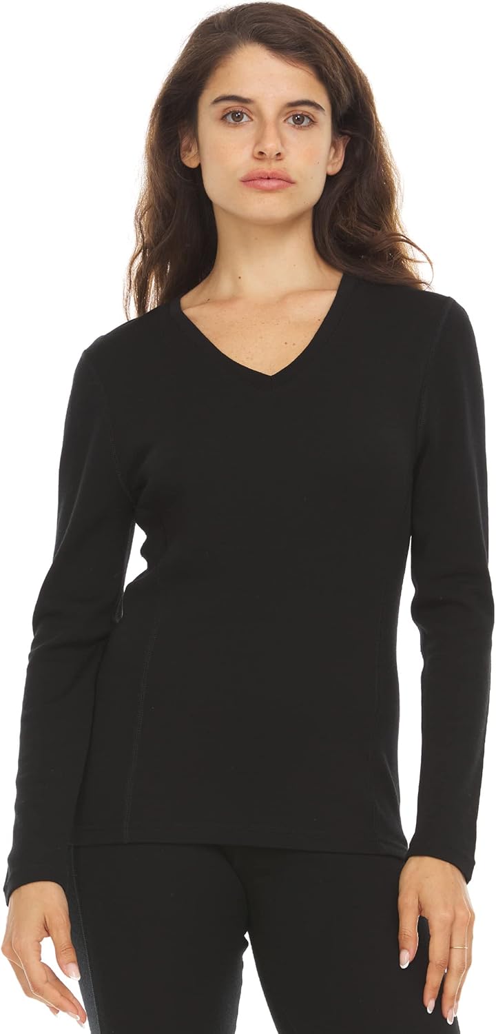 Women's Long Sleeve V-Neck - 100% Merino Wool Base Layer - Casual Shirt - Under Layer - Midlayer
