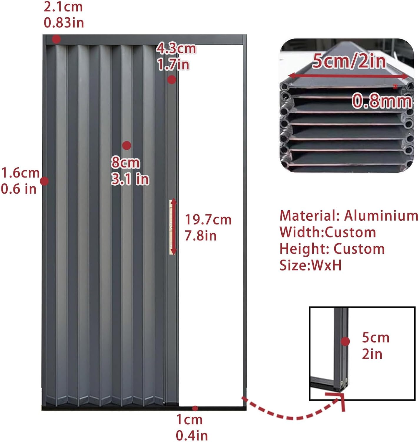 Aluminum Alloy Telescopic Folding Doors Metal Room Divider Sliding Door with Accessories 22 30 40 50 60 70 80 in Kitchen Bathroom Office Privacy Gate Customizable Closet Doors Screen(31x82in)