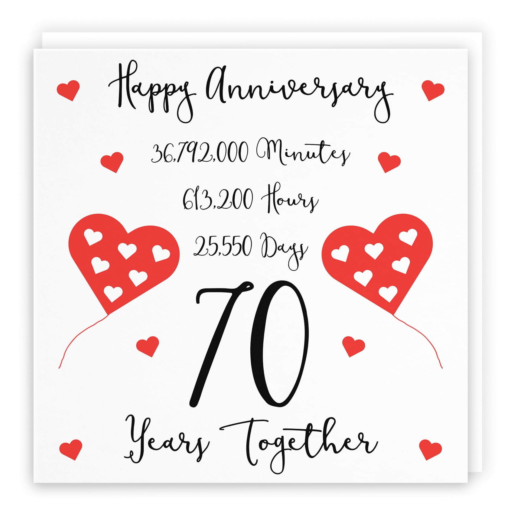 Hunts England - 70th Wedding Anniversary Card - 70 Years Together - Happy Anniversary - Timeless Collection - Fun Cute Card