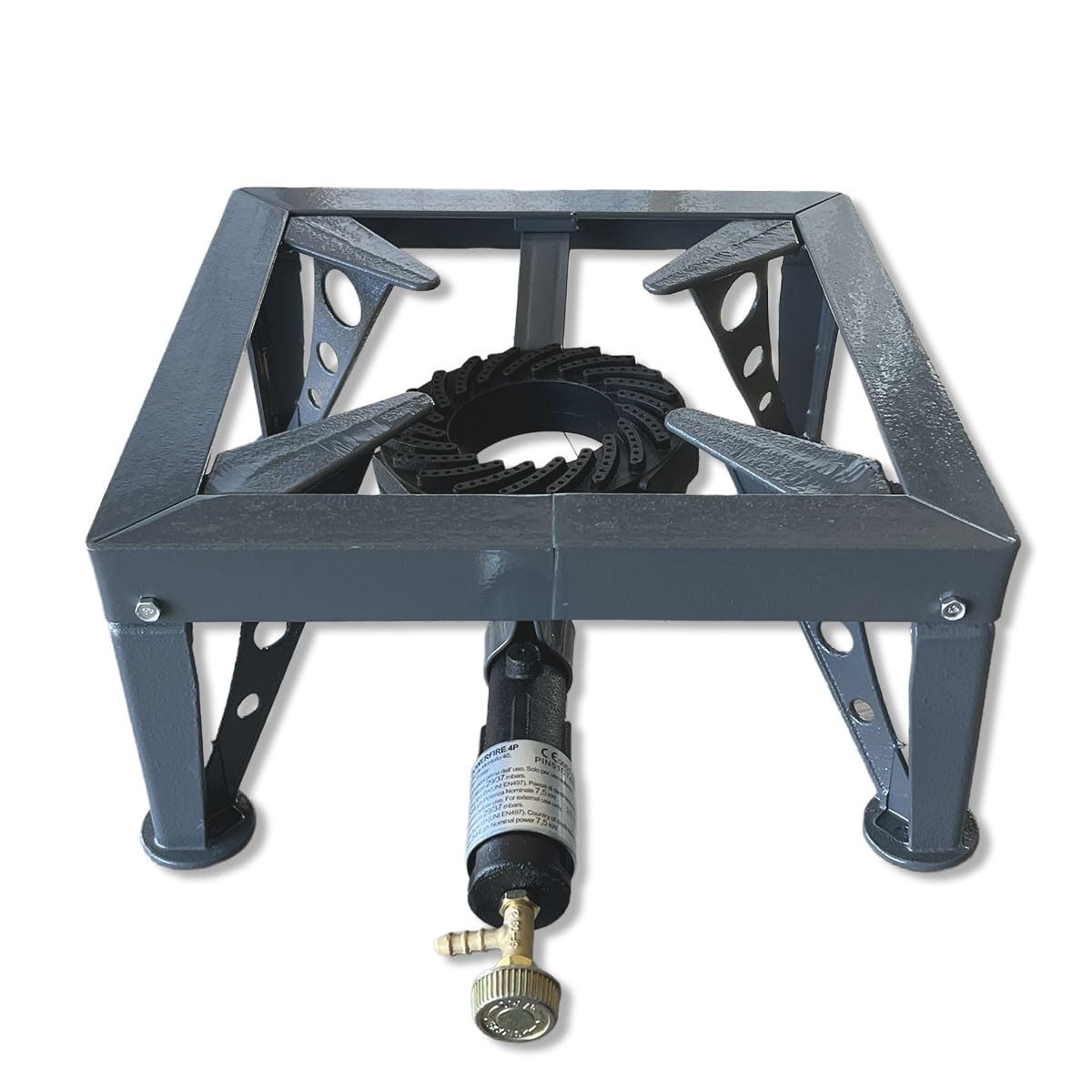 INTEC - Réchaud à gaz 7500W Professionnel Charge 200Kg Tout Fonte 4 Pieds renforcés - Réchaud Pro Marché Cuisson Confiture, Paella