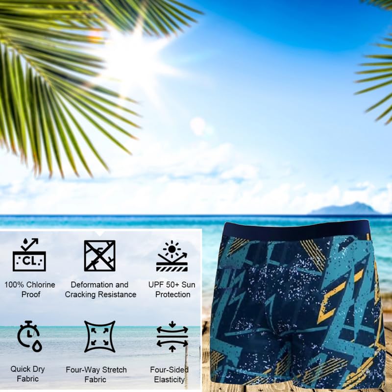 LEBAMI Swimming Kit for Boys | Swim Trunks, Goggles, Swim Cap, Nose Clip, Ear Plugs | Accessories for Swimming, Water Sports (Blue,13 Years-14 Years) 3