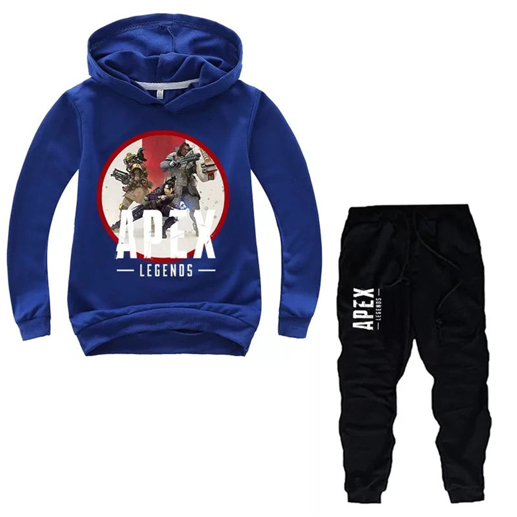 LanboQ Kids Fall Casual Pullover and Sweatpants Sets-Apex Legends Clothing Sets Loose Hoodies for Boys(11 Color) Blue