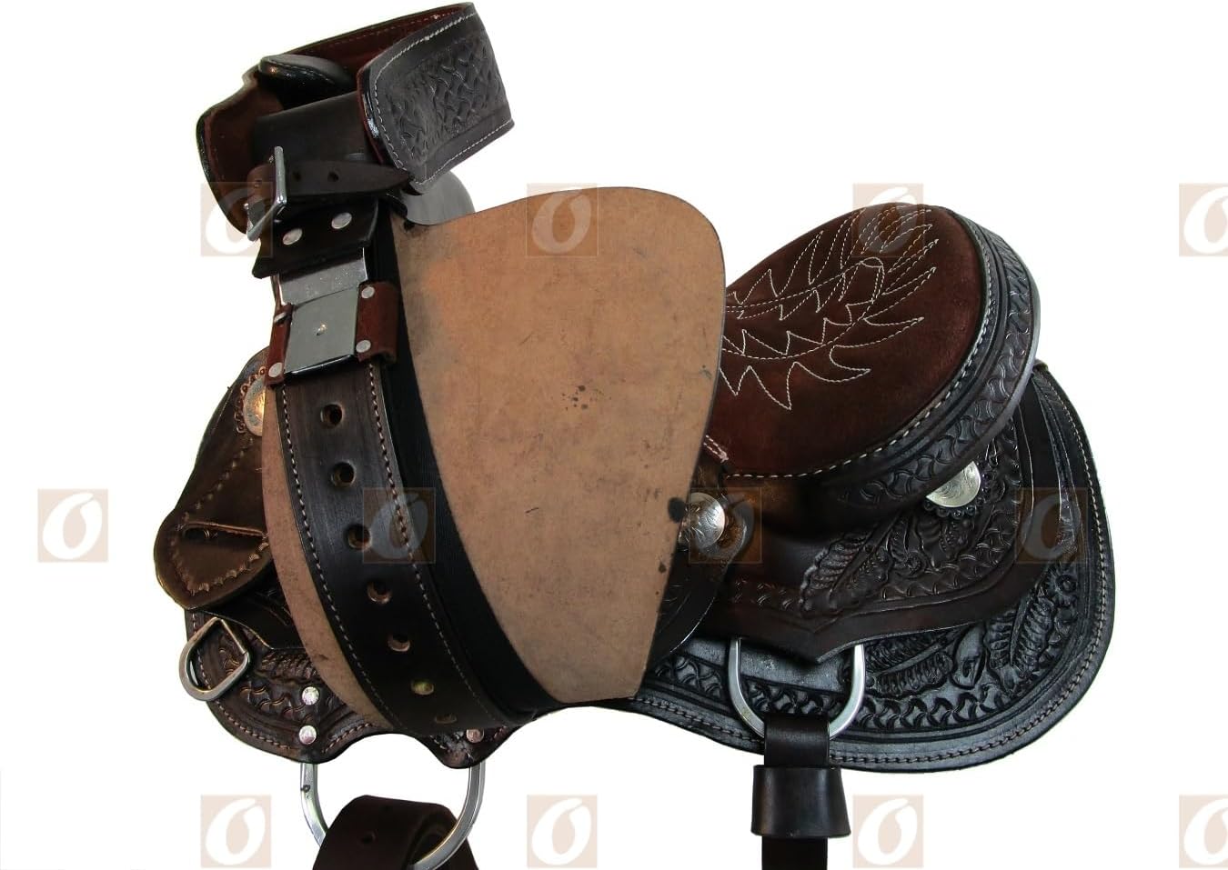 Kids Western Saddle Youth Barrel Racing Horse Trail Pleasure Tooled Leather Roping TACK Set 10 12 13 14