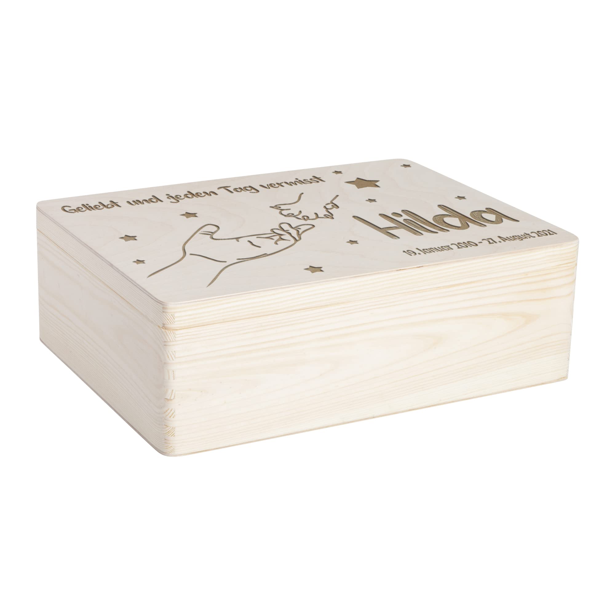 Schönes Motiv mit Pfote die Hand reicht mit Name und Daten | Erinnerungsbox für die beste Katze der Welt - Personalisierte Trauerkiste - Trauerkiste, Erinnerungskiste, Fotobox mit Deckel