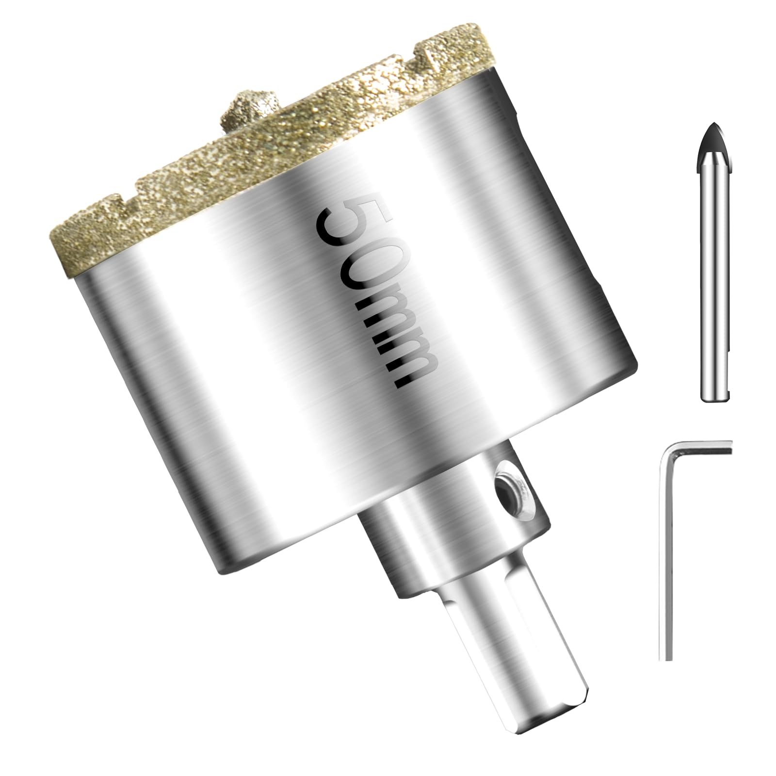 50 mm Broca de Diamante Taladro Hueco Sierra de Perforación con Broca de Centro Piloto Broca de Diamante Brocas con Revestimiento de Diamante para Azulejos Cerámica Vidrio Porcelana Mármol
