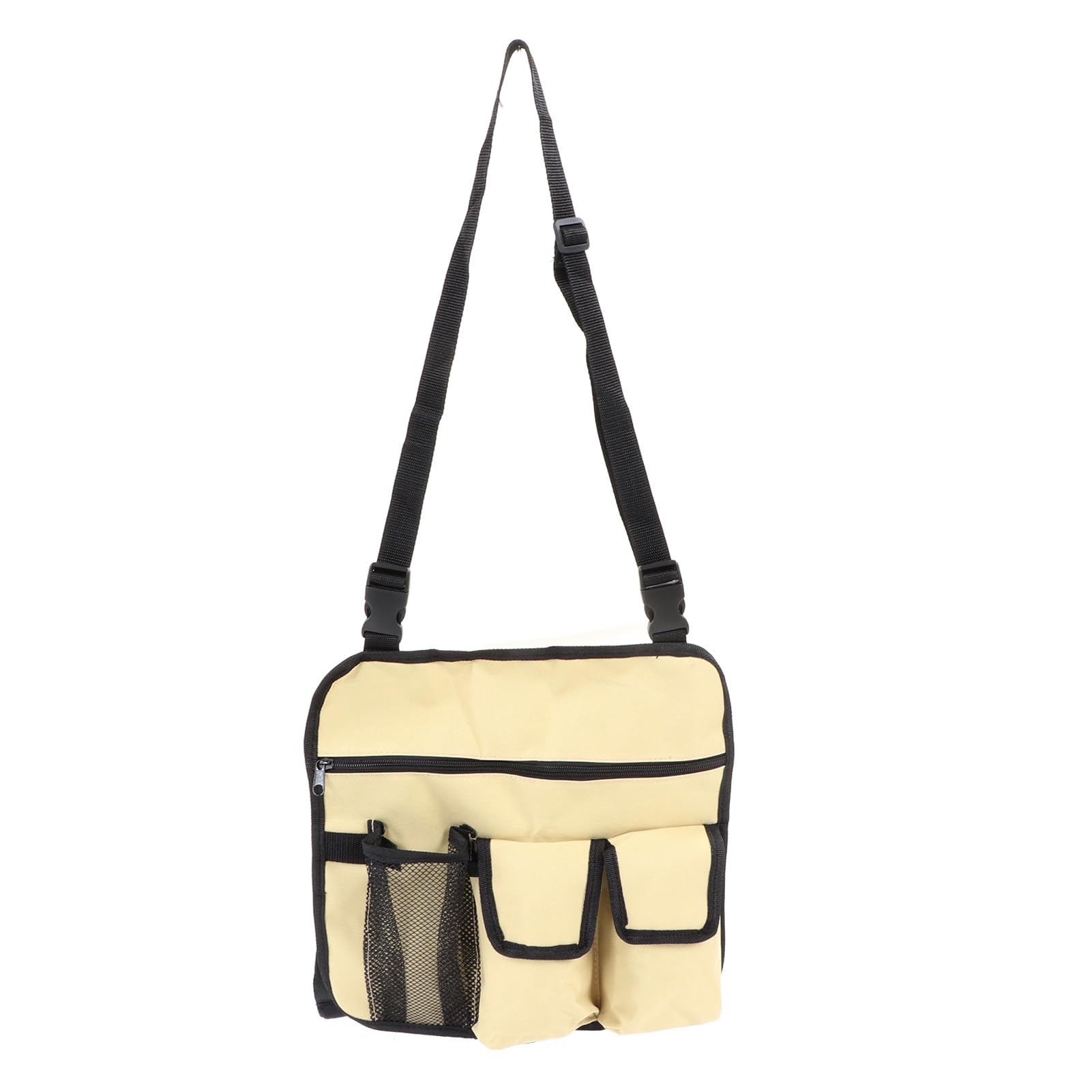 Milltrip Bedside, Chair Side Bag Waterproof Multi Pockets Portable Oxford Cloth Beach Chair Armrest Organize Bag for Camping Travel(Khaki)