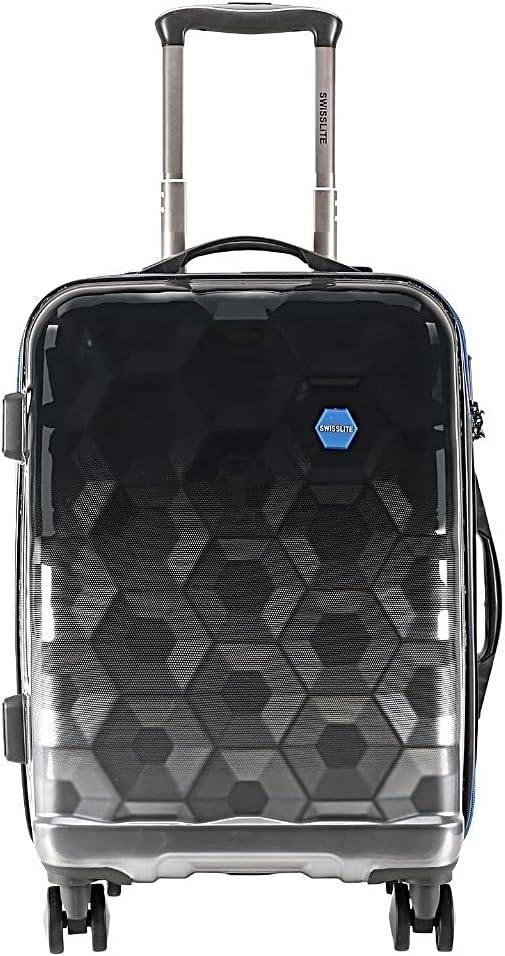 Tramp & Badger Swisslite 20-Inch Hard Sided Printed Polycarbonate Cabin Luggage Trolley Bag (Color - Charcoal)