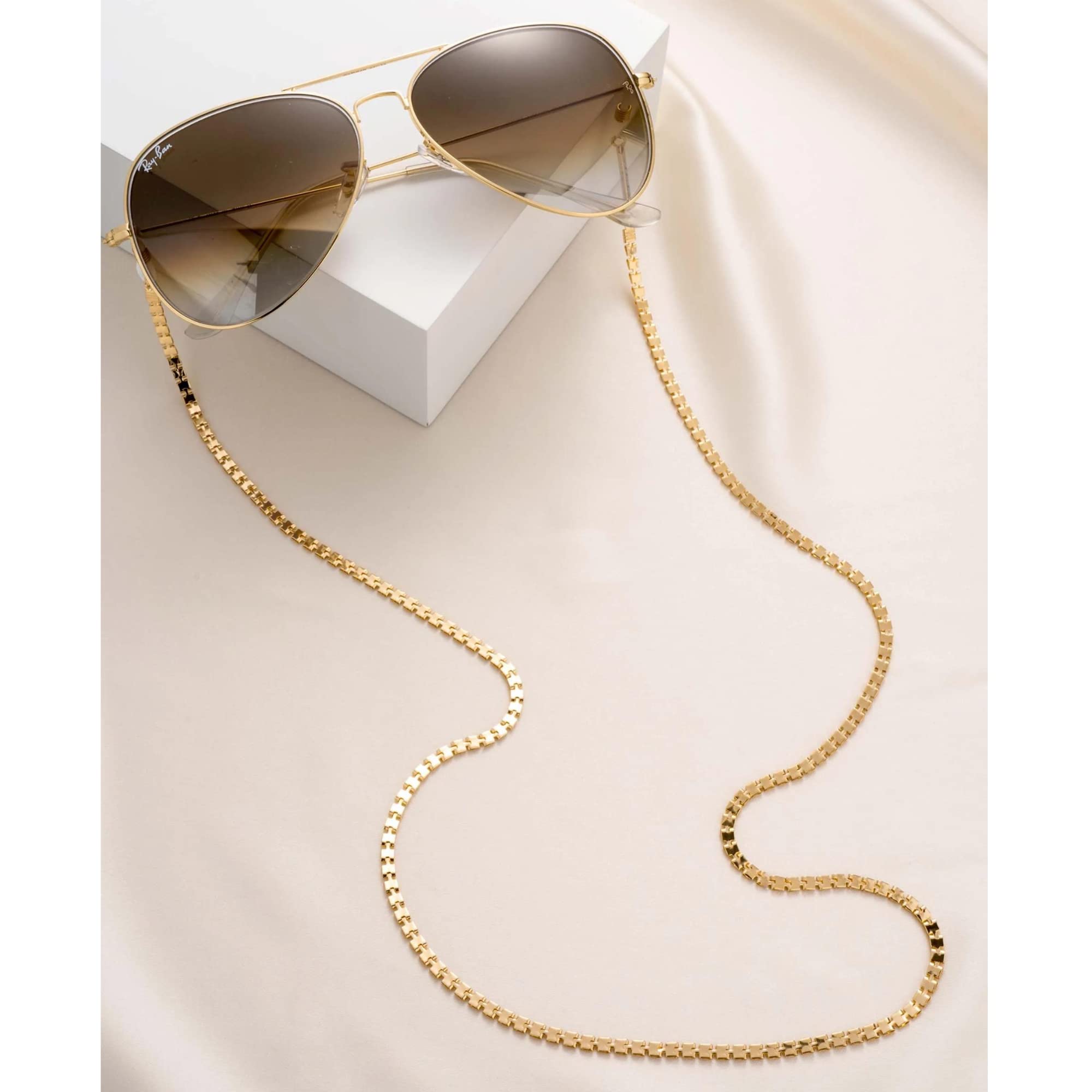 Ettika Chaîne de lunettes pour femme avec cordon doré ou rhodium