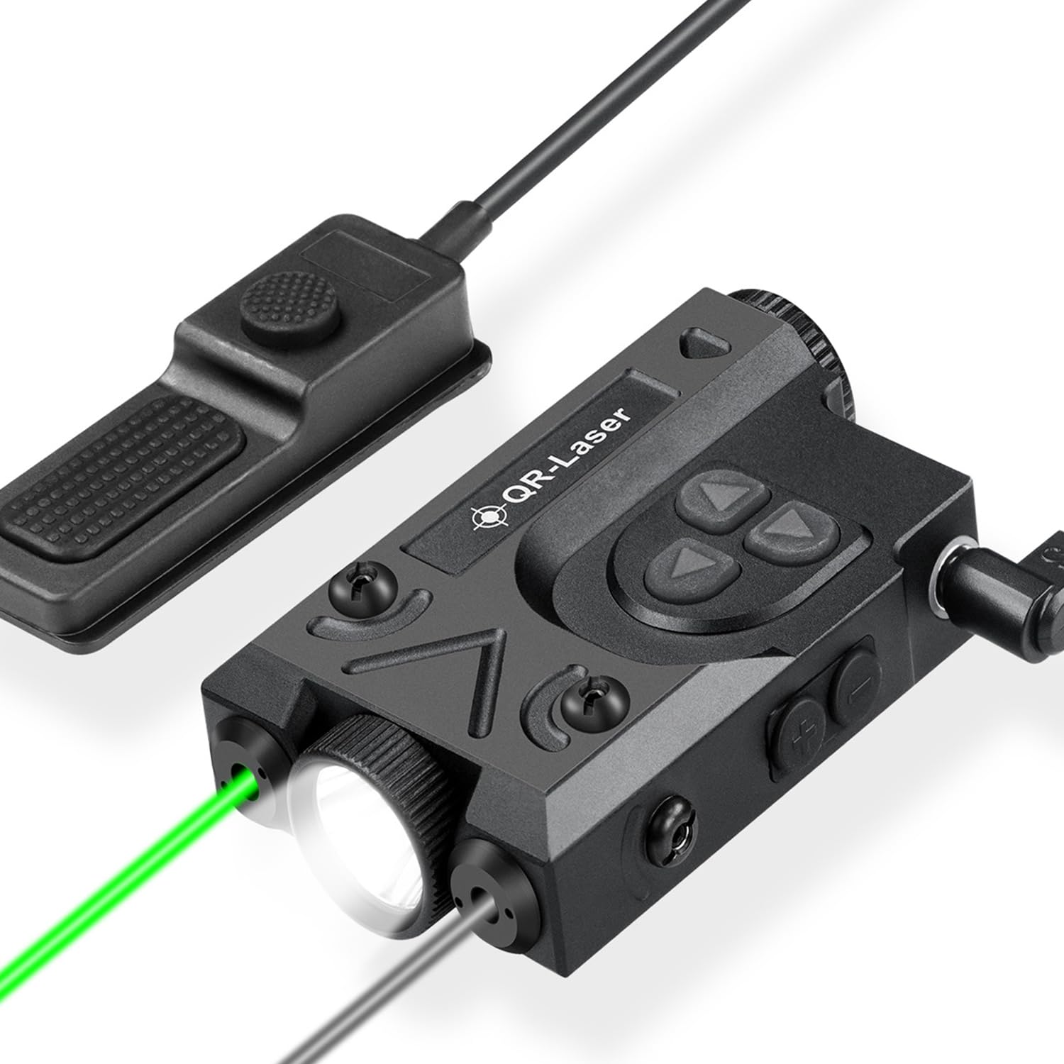 SMSlaser Upgraded Green Laser Sight + Infrared(IR) Laser Beam + 1200 Lumens Tactical Flashlight with Rechargeable Battery, Including Battery Charger and Remote Control Switch, Fit for AEG GBB CQB 21MM