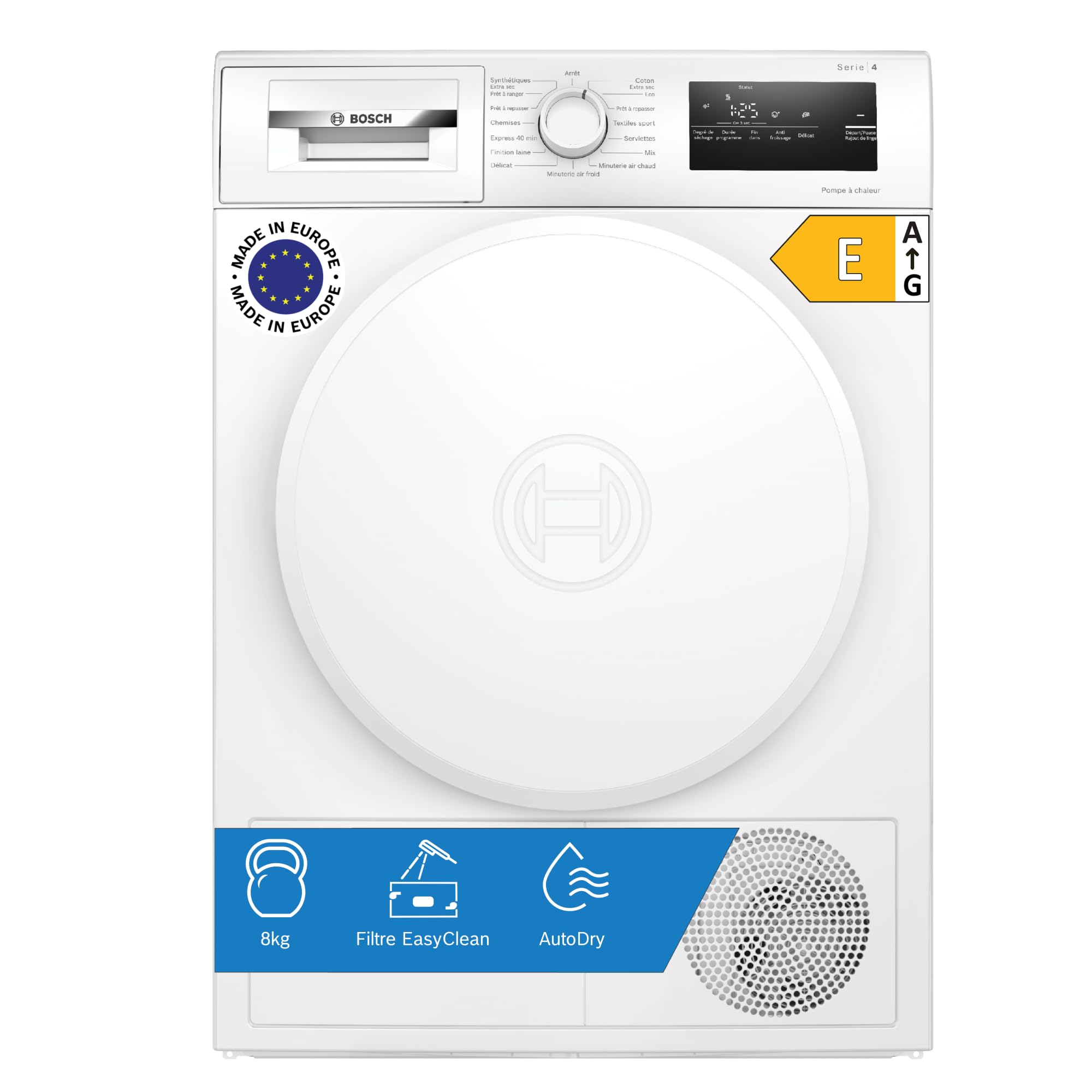 Bosch WTH8300DFR Série 4 - Sèche-linge, écran LED, filtre EasyClean