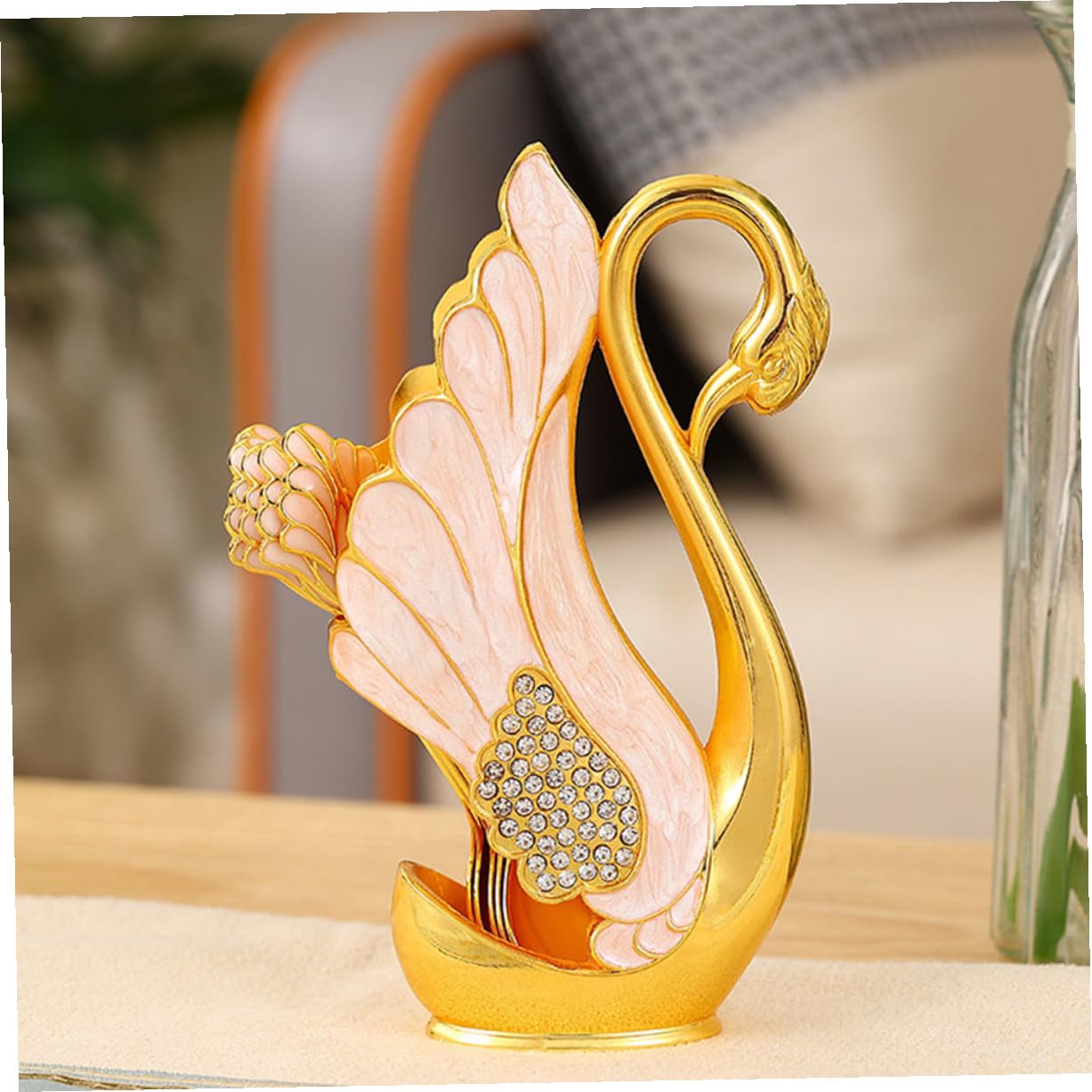 Cucharas de Café y Postre con Base Cisne Dorada Diseño Ergonómico y Superficie Pulida Cucharillas Versátiles para Servir y Condimentar Restaurante y Hogar