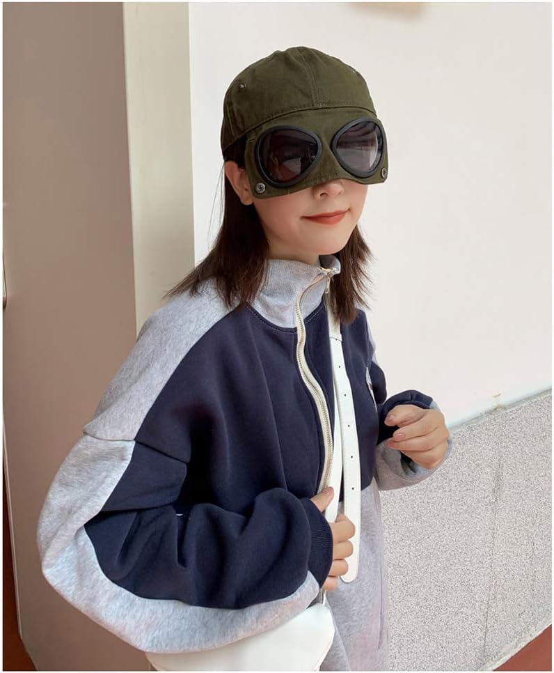 GLOOMALL Retro Aviator hat Glasses Peaked Cap Sunglasses Baseball Cap Hip hop mask (Blue - One Size) - Image 4