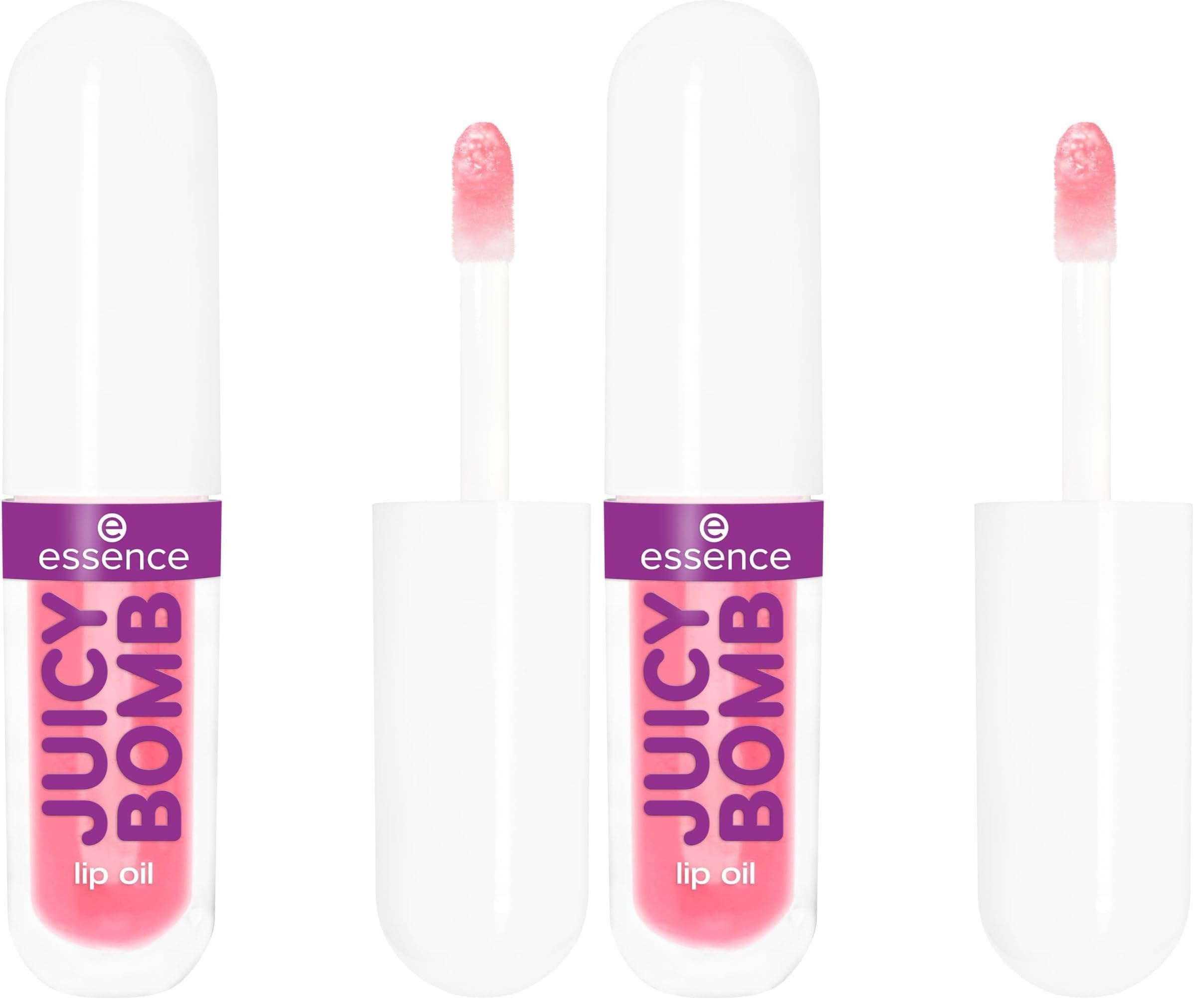 essence JUICY BOMB PARTY lip oil, Lipgloss, Nr. 03, Pink, pflegend, mit Ölen, natürlich, glänzend, vegan, ohne Parabene, ohne Mikroplastikpartikel, Nanopartikel frei, 2er Pack (2.4ml)