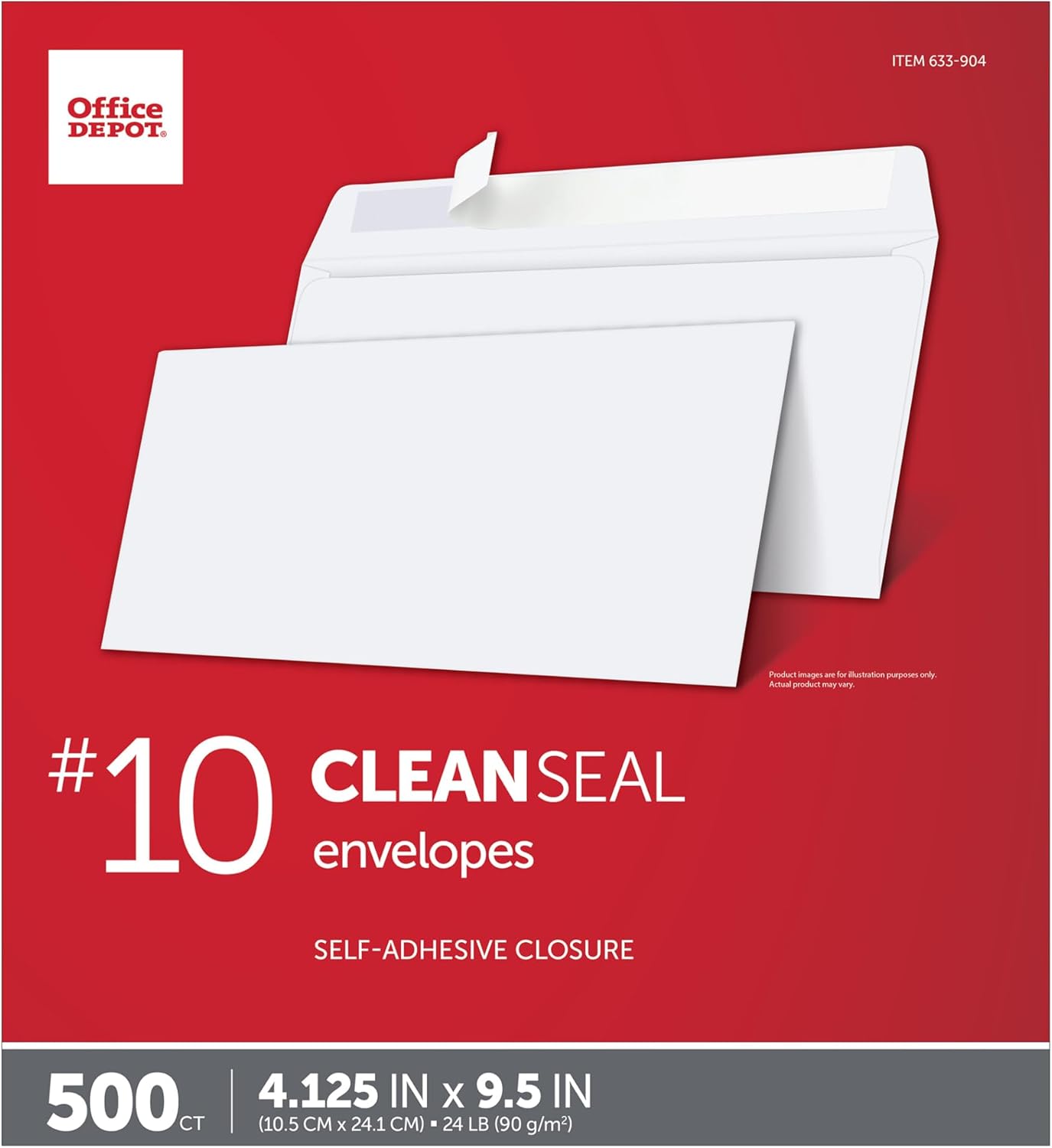 Office Depot Clean Seal(TM) Envelopes, #10 (4 1/8in. x 9 1/2in.), White, Box Of 500, 12014
