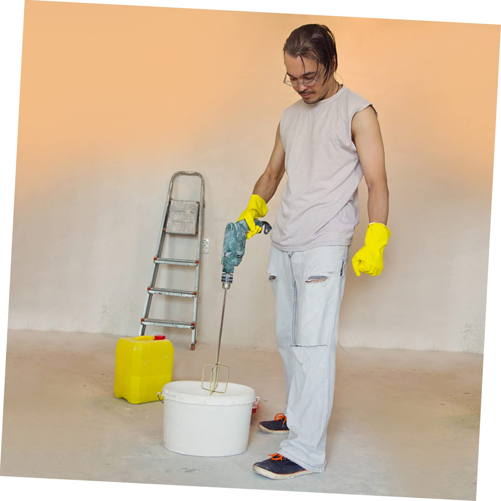 WOONEKY Varillas Mezcladoras Cuadradas Para Taladro Eléctrico, Accesorios Resistentes Para Cemento y Pintura, 2 Piezas Reciclables Para Construcción y Bricolaje