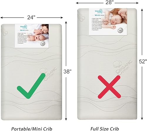 Miniatura 3 de Wonder Living Colchón para cuna de bebé y cama infantil 100 transpirable fibra de aire de alto polímero no tóxico hipoalergénico sin COV