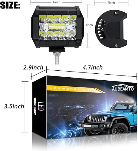 Miniatura 2 de Barra de luz LED automotriz de 4 pulgadas, 60 W, 16,000 lúmenes, combo de luces de trabajo, luces de trabajo, cubos, luces de conducción automotriz,
